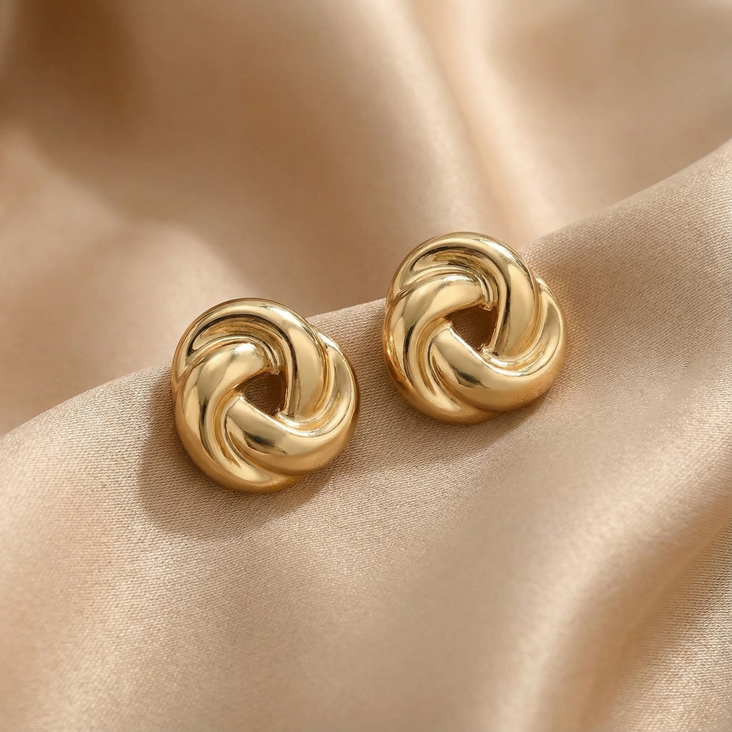Gold & Silver Stainless Steel Knot Earrings | Sculptural Polished Design | Women’s Timeless Accessories
