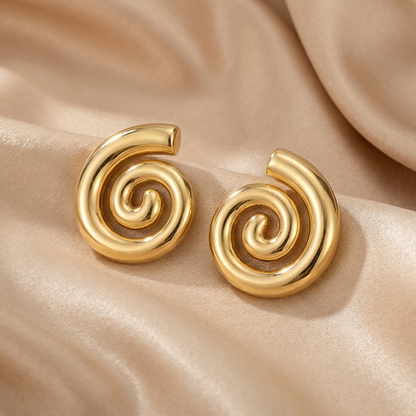 Modern Spiral Statement Earrings in Gold & Silver | Bold Lightweight Swirl Earrings for Everyday & Party Style