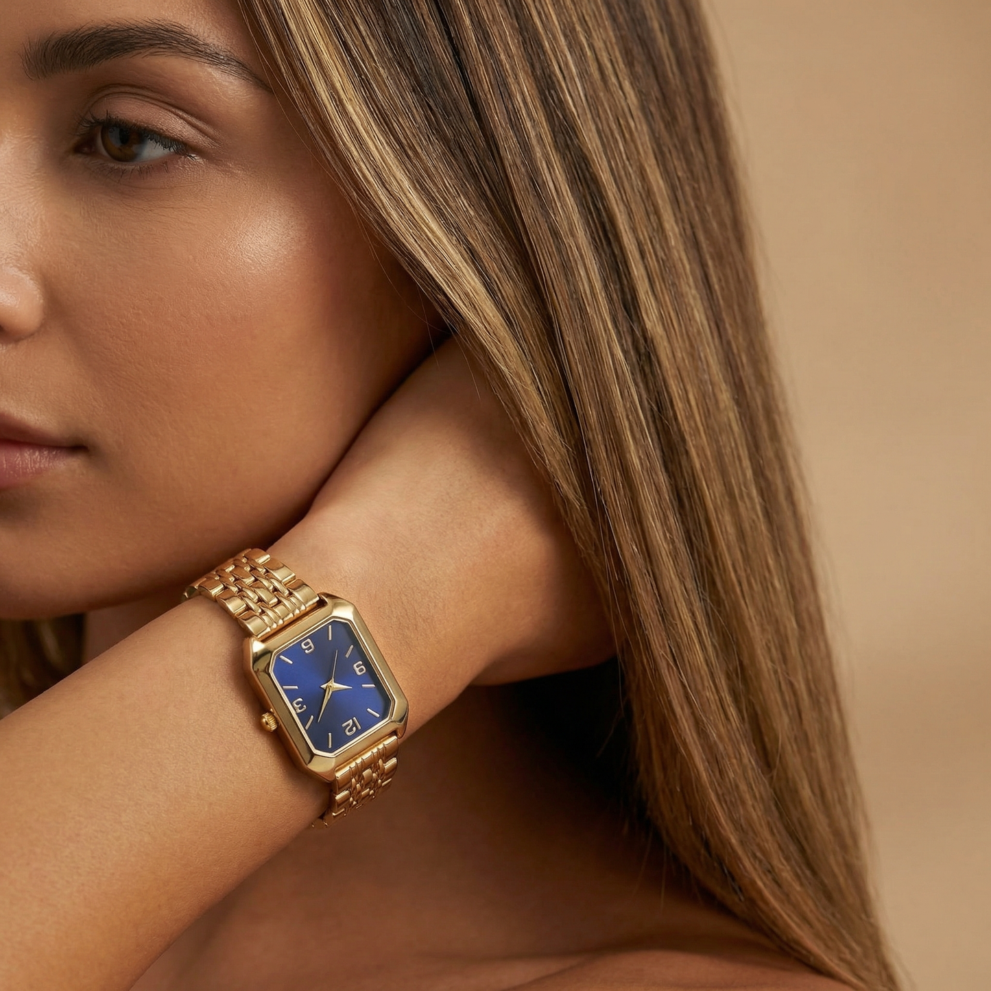 Gold Rectangular Bracelet Watch for Women | Gold Stainless Steel Watch | Champagne Blue White Dial Options