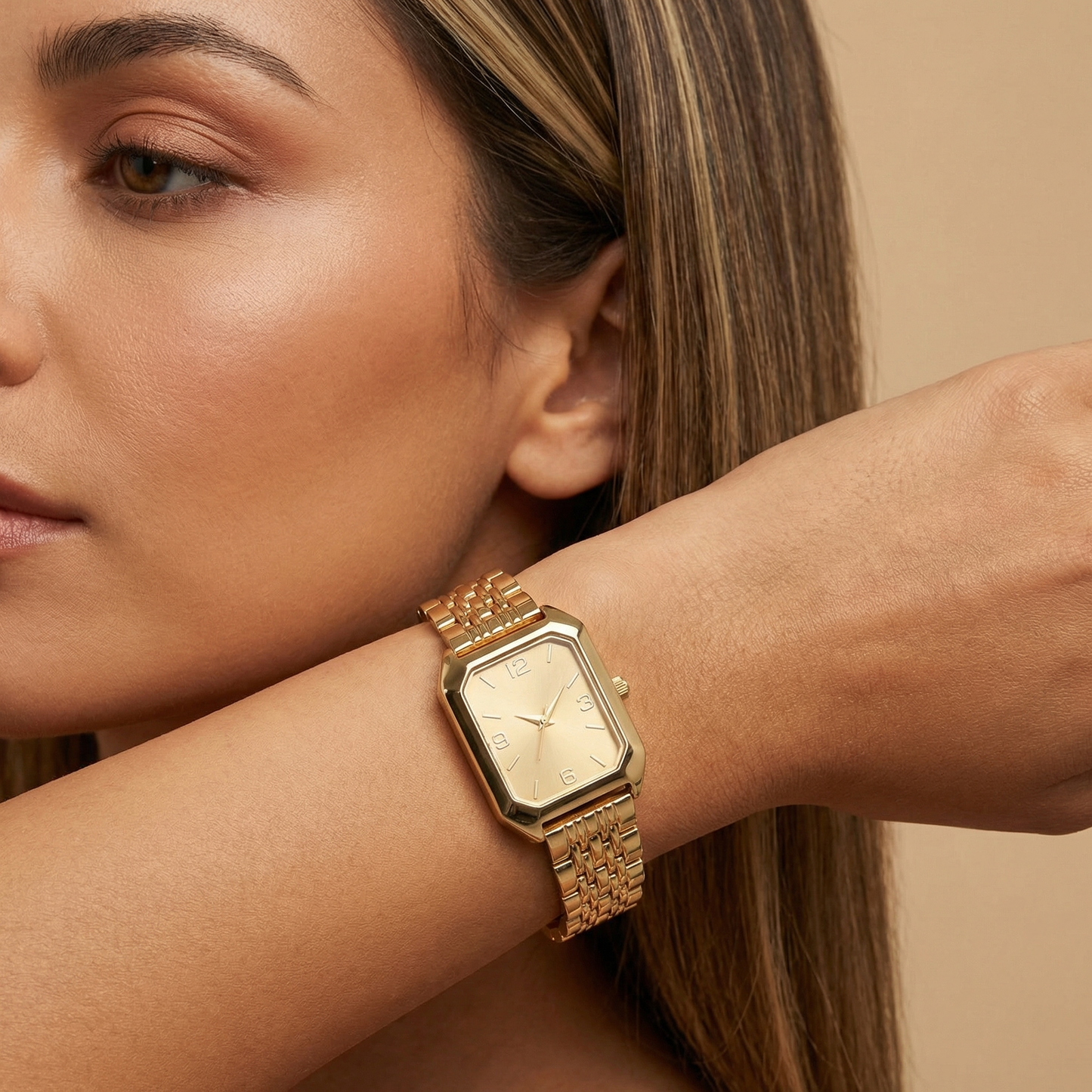 Gold Rectangular Bracelet Watch for Women | Gold Stainless Steel Watch | Champagne Blue White Dial Options