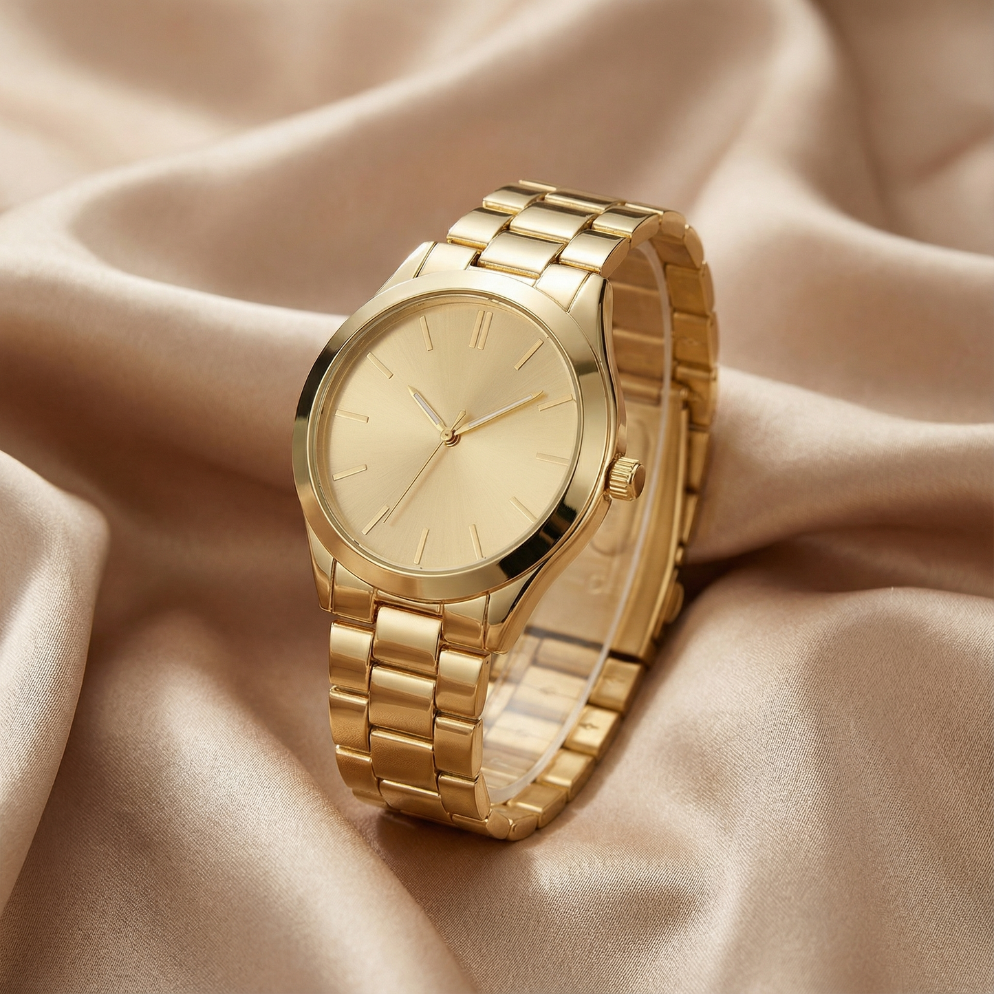 Classic Round Bracelet Watch for Women | Stainless Steel Link Strap | Gold & Rose Gold Dial | Elegant Everyday Timepiece