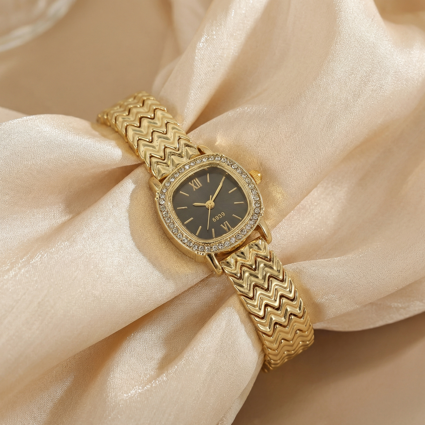 Gold Oval Bracelet Watch for Women | Gold Stainless Steel Watch | White Black Pink Green Dial Options | Crystal Bezel Timepiece