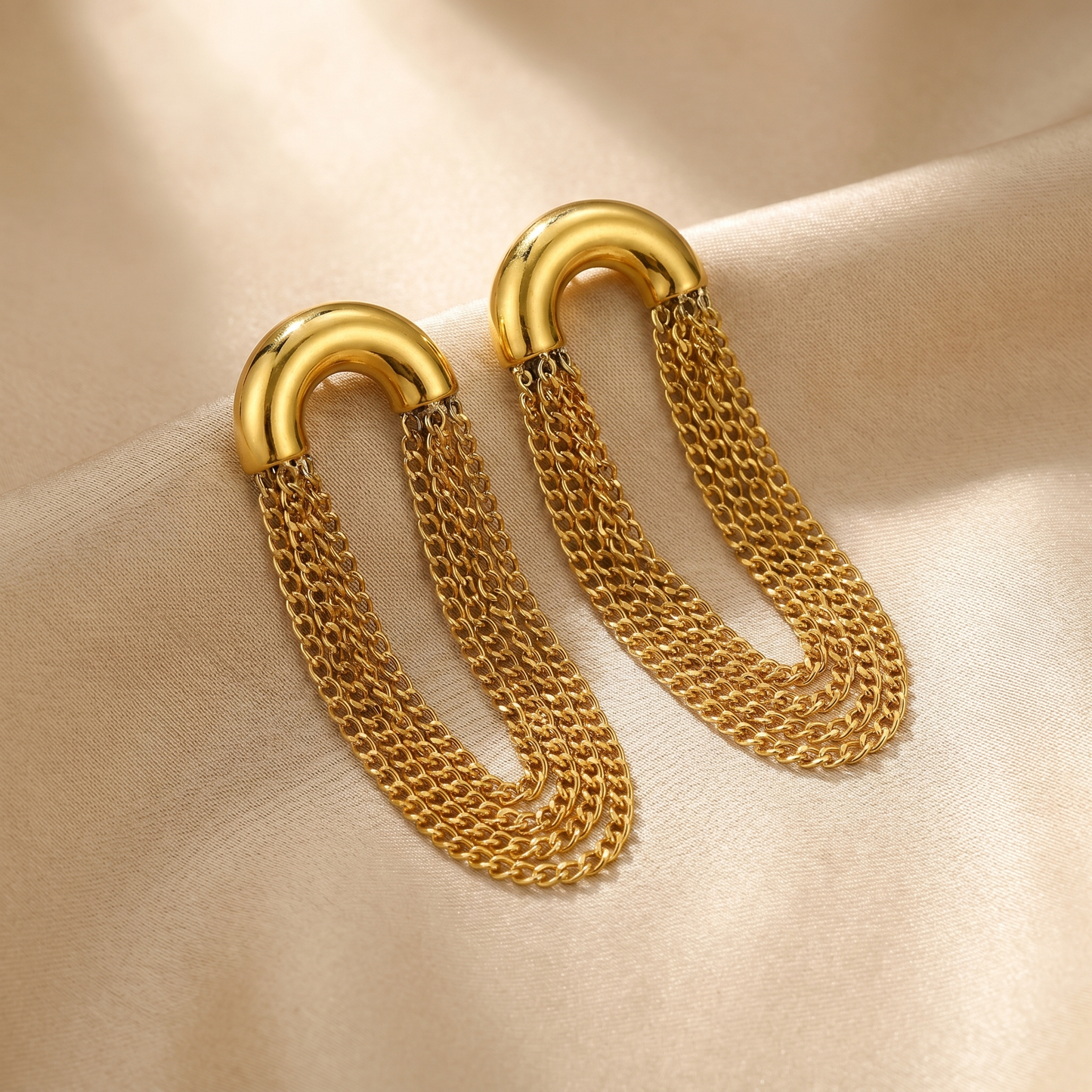 Bold Chain Tassel Earrings in Gold & Silver | Statement Drop Design