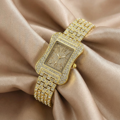Gold, Rose Gold & Silver Rectangular Crystal Bracelet Watch for Women | Stainless Steel Bracelet | Luxury Dial Options