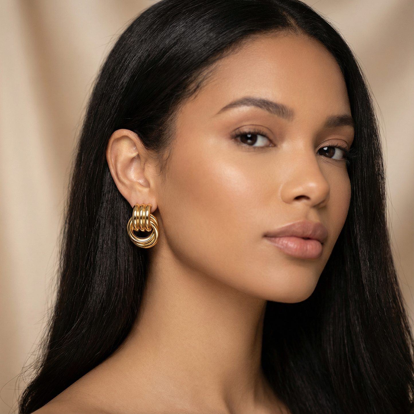 Gold, Silver & Two-Tone Loop Earrings | Stainless Steel Women’s Multi-Ring Studs | Modern Fashion Earrings