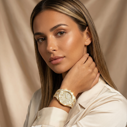 Stainless Steel Watch | Elegant Stone Pattern Design | Women’s Timeless Accessories