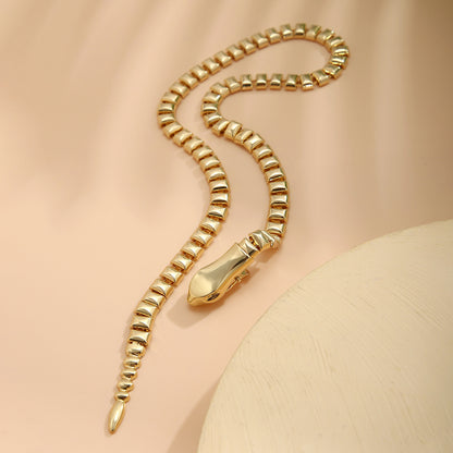 Gold Snake Y Necklace for Women | Gold & Silver Stainless Steel Necklace | Adjustable Length Option