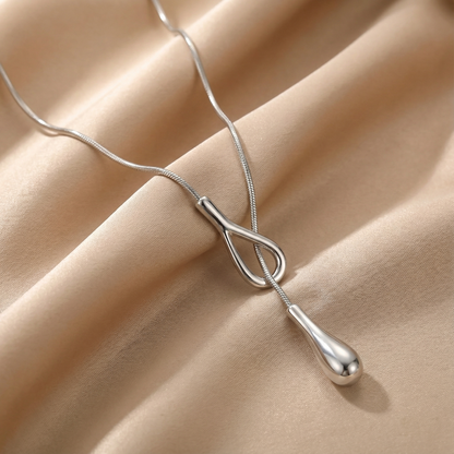 Gold & Silver Stainless Steel Lariat Necklace | Minimal Drop Pendant Design | Women’s Timeless Jewellery