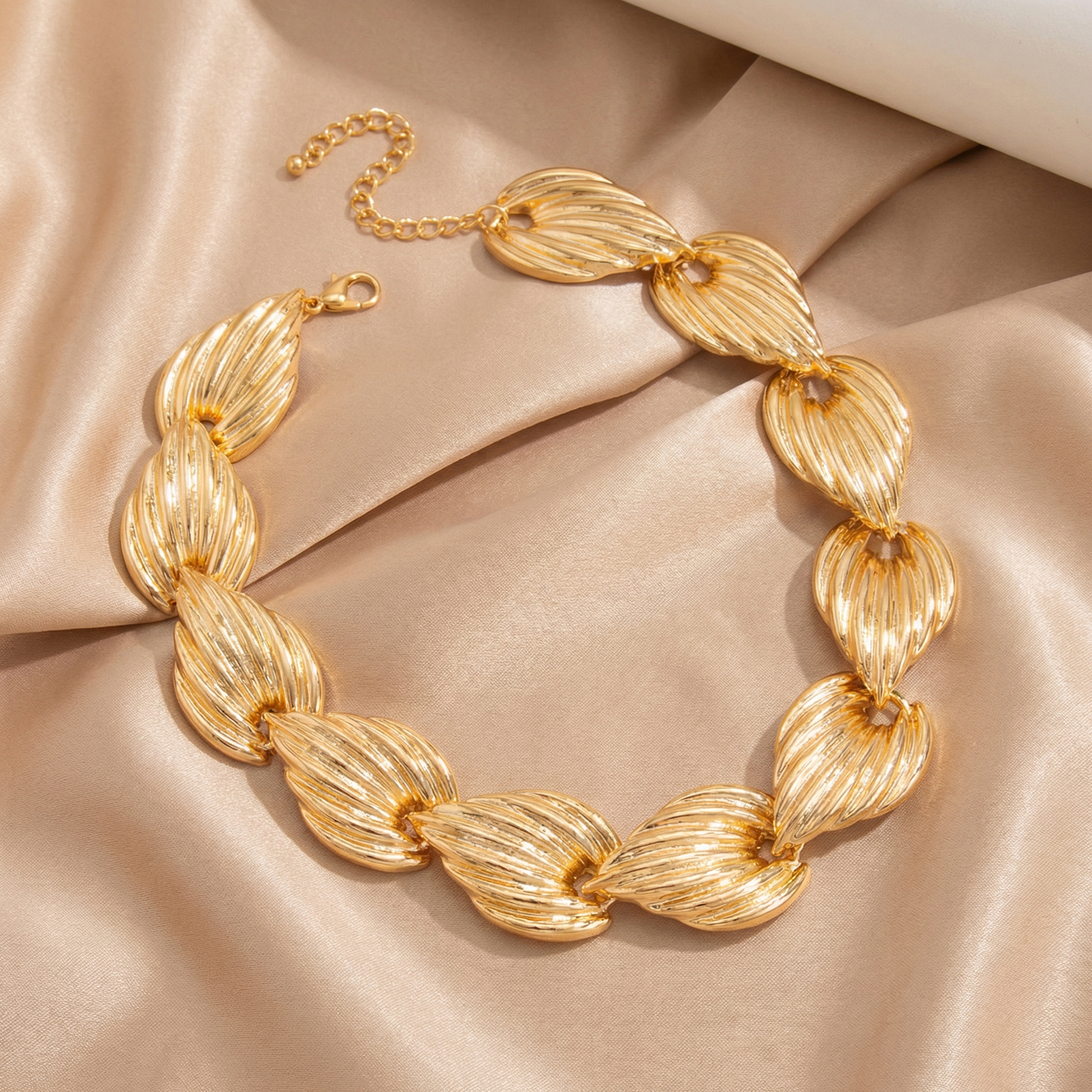 Gold Silver Leaf Link Stainless Steel Necklace | Elegant Statement Chain | Timeless Everyday Jewellery
