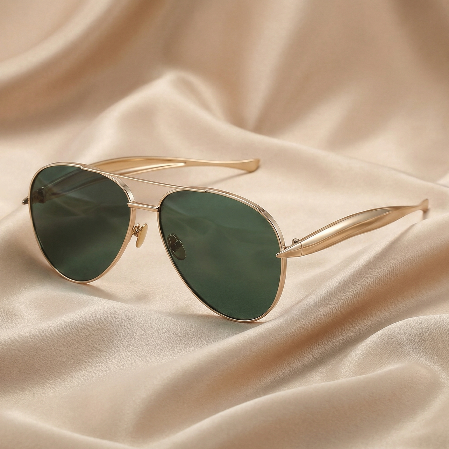 Luxe Gold Aviator Sunglasses | Summer Fashion Sunglasses with Champagne & Green Lenses