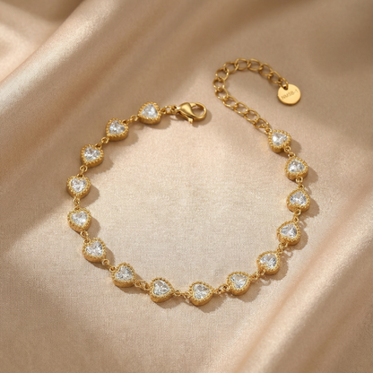 Luxury Crystal Tennis Bracelet in Gold & Silver | Elegant Adjustable Stainless Steel Bracelet for Everyday & Occasion Wear