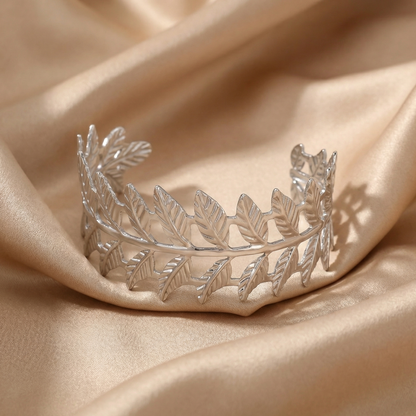 Luxury Leaf Sculpted Cuff Bracelet | Elegant Nature-Inspired Statement Bangle