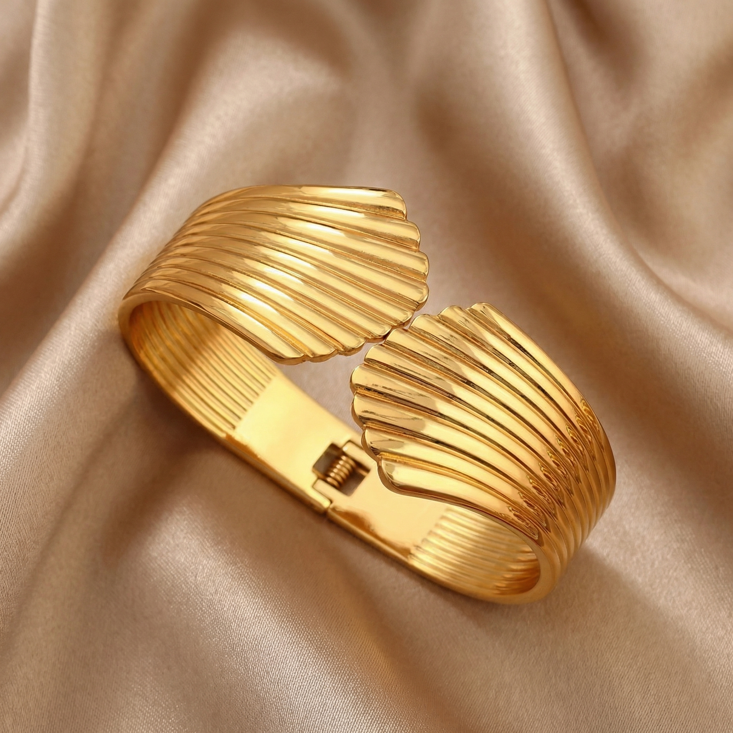 Textured Shell Cuff Bracelet in Gold | Bold Sculptural Statement