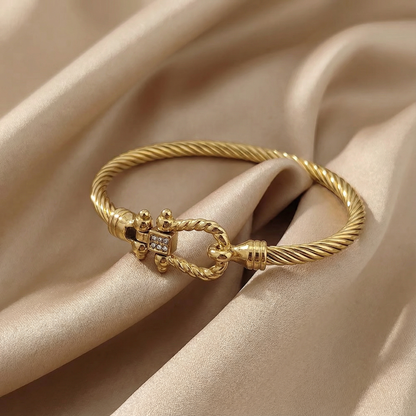 Gold & Silver Stainless Steel Cable Bracelet | Twisted Knot Clasp Design | Women’s Timeless Jewellery