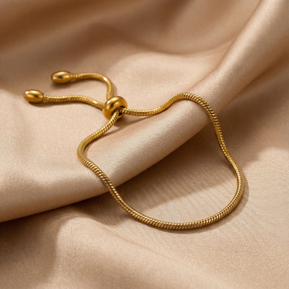 Adjustable Snake Chain Bracelet | Gold & Silver Polished Finish | Sliding Closure | Timeless Women’s Jewelry