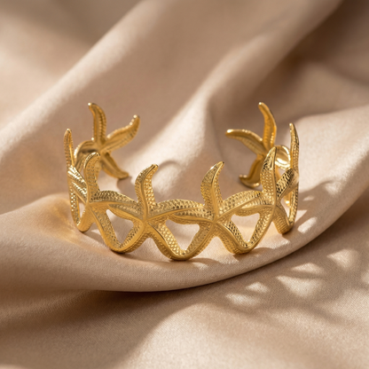 Starfish Open Cuff Bracelet in Gold | Ocean-Inspired Statement Design