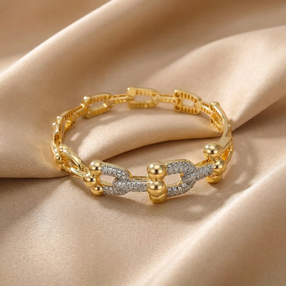 Elegant Pavé Link Bracelet in Gold & Silver | Statement Chain Design