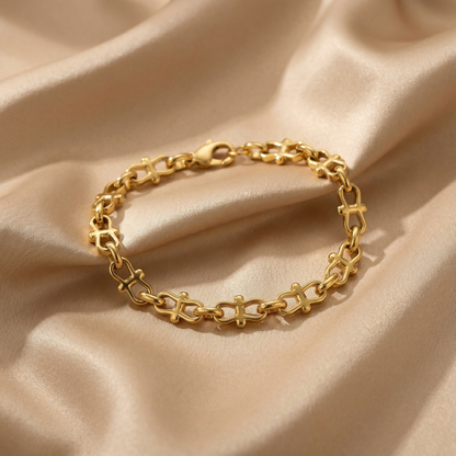 Geometric Link Bracelet in Gold | Modern Minimal Chain Design
