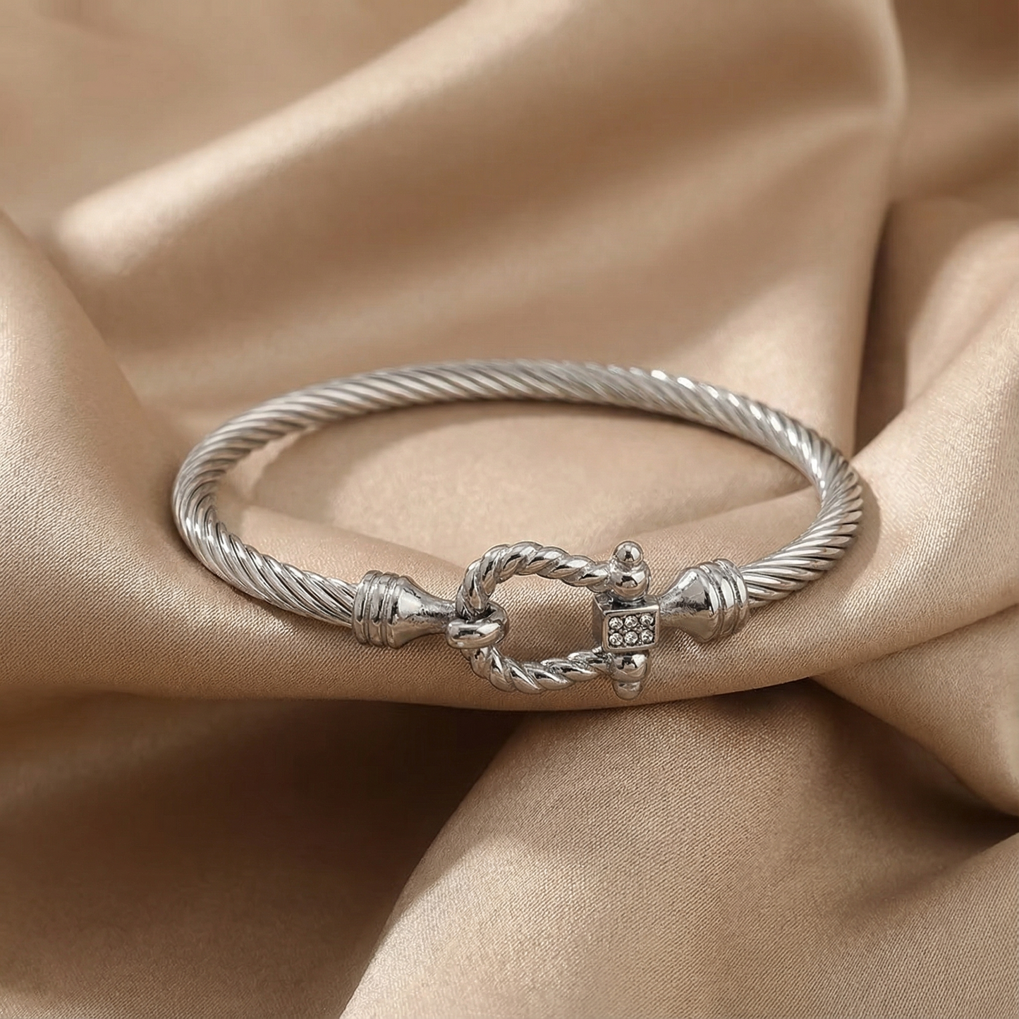 Gold & Silver Stainless Steel Cable Bracelet | Twisted Knot Clasp Design | Women’s Timeless Jewellery
