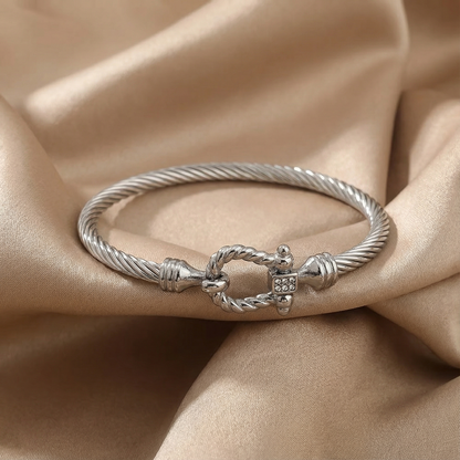 Gold & Silver Stainless Steel Cable Bracelet | Twisted Knot Clasp Design | Women’s Timeless Jewellery