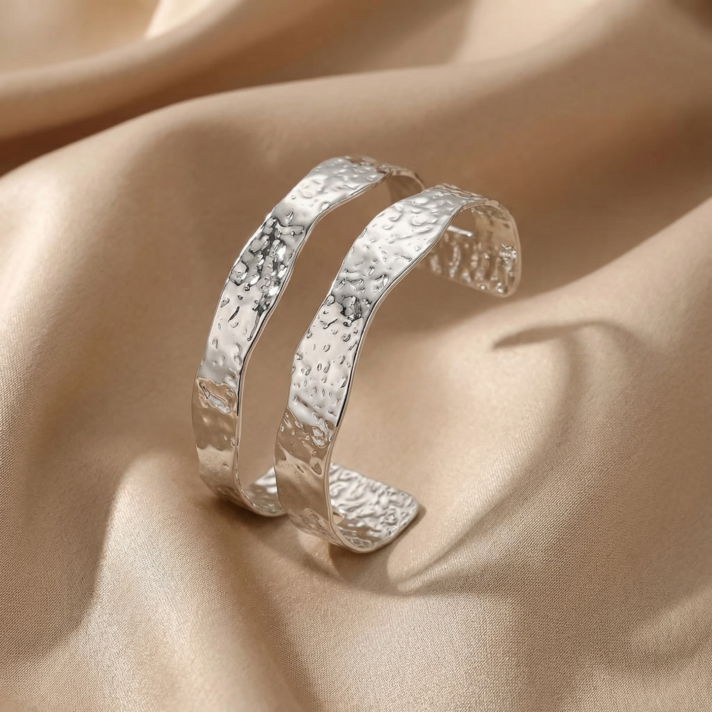 Luxury Textured Open Cuff Bracelet | Sculpted Dual Band Statement Bangle