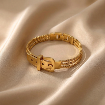 Luxury Gold Buckle Chain Bracelet for Women | Elegant Belt Style Minimalist Statement Jewellery