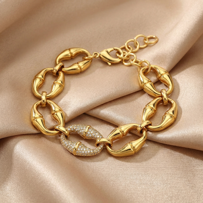Luxury Chunky Link Bracelet with Crystal Clasp | Bold Gold Statement Chain