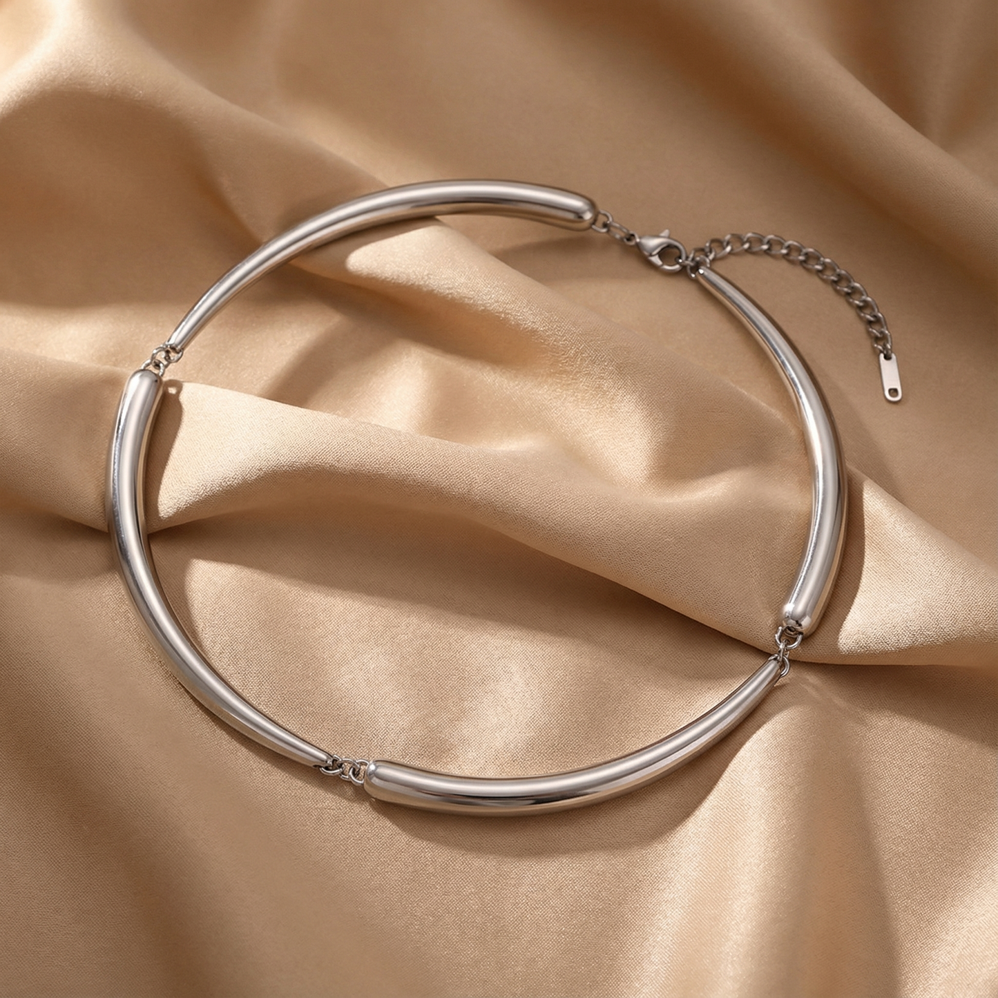 Smooth Curve Collar Necklace | Polished Gold &amp; Silver Finish | Modern Minimal Statement