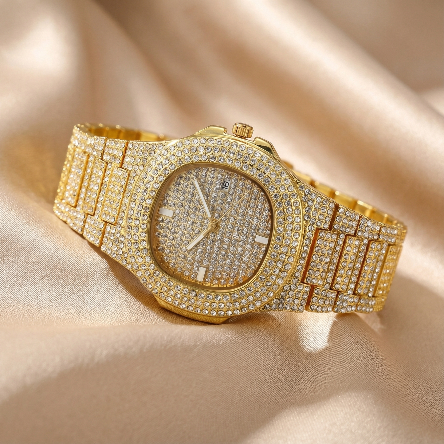 Stainless Steel Iced Watch | Luxury Crystal Design | Women’s Statement Accessories