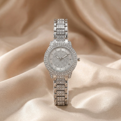 Luxury Crystal Bracelet Watch in Silver, Gold, Rose Gold & Two-Tone | Elegant Stainless Steel Quartz Watch with Diamond-Style Bezel