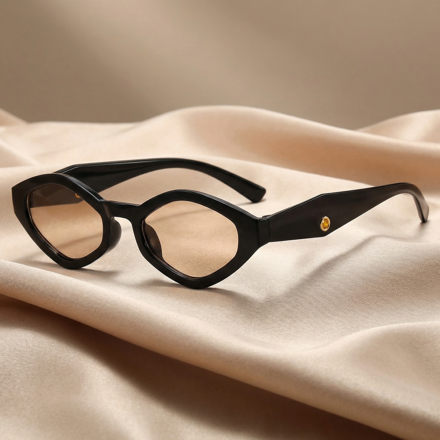 Luxury Retro Oval Sunglasses in White, Black & Taupe | Elegant Narrow-Frame Sunglasses with Tinted Lenses