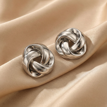 Gold & Silver Stainless Steel Knot Earrings | Sculptural Polished Design | Women’s Timeless Accessories