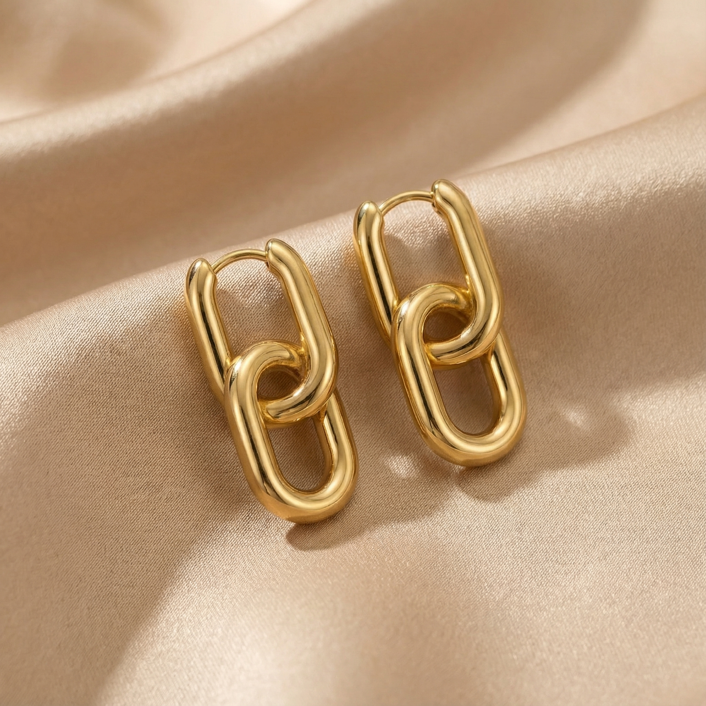 Interlinked Statement Earrings | Polished Gold or Silver Finish | Modern Sculptural Design | Timeless Everyday Elegance