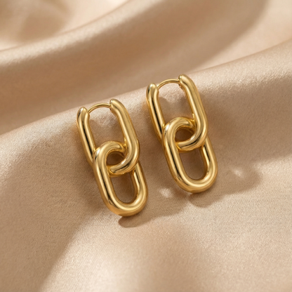 Interlinked Statement Earrings | Polished Gold or Silver Finish | Modern Sculptural Design | Timeless Everyday Elegance