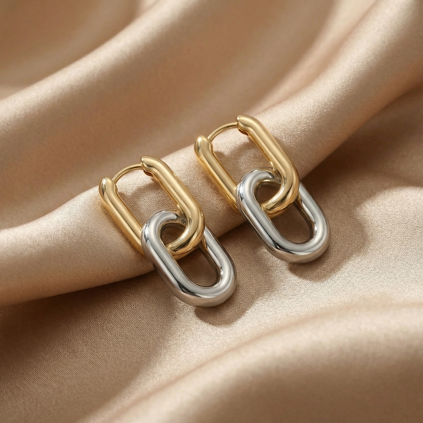 Interlinked Statement Earrings | Polished Gold or Silver Finish | Modern Sculptural Design | Timeless Everyday Elegance