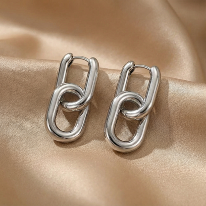 Interlinked Statement Earrings | Polished Gold or Silver Finish | Modern Sculptural Design | Timeless Everyday Elegance