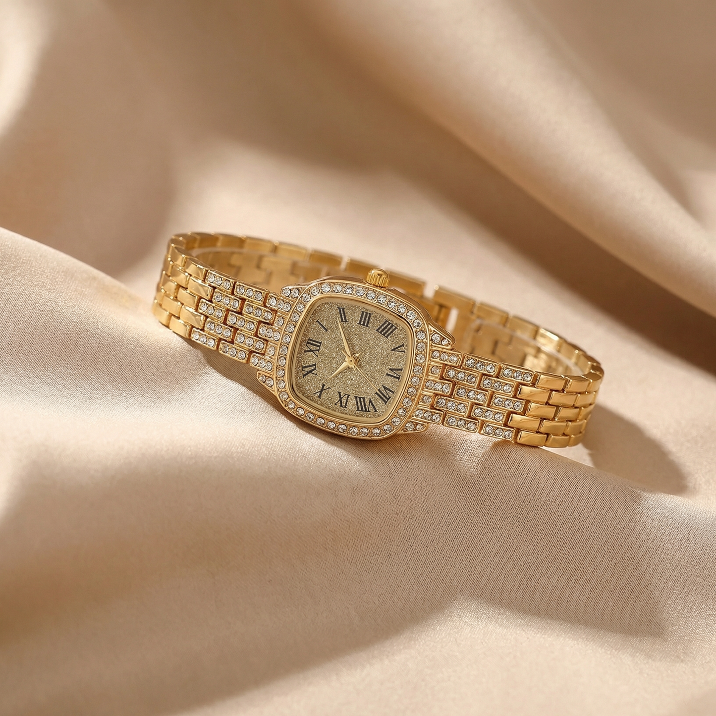Stainless Steel Watch with Crystal Bracelet | Gold, Rose Gold & Silver Variants | Elegant Luxury Quartz Watch