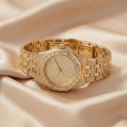Luxury Iced Tonneau Diamond Watch in Gold & Silver | Premium Crystal Multi-Dial Statement Timepiece