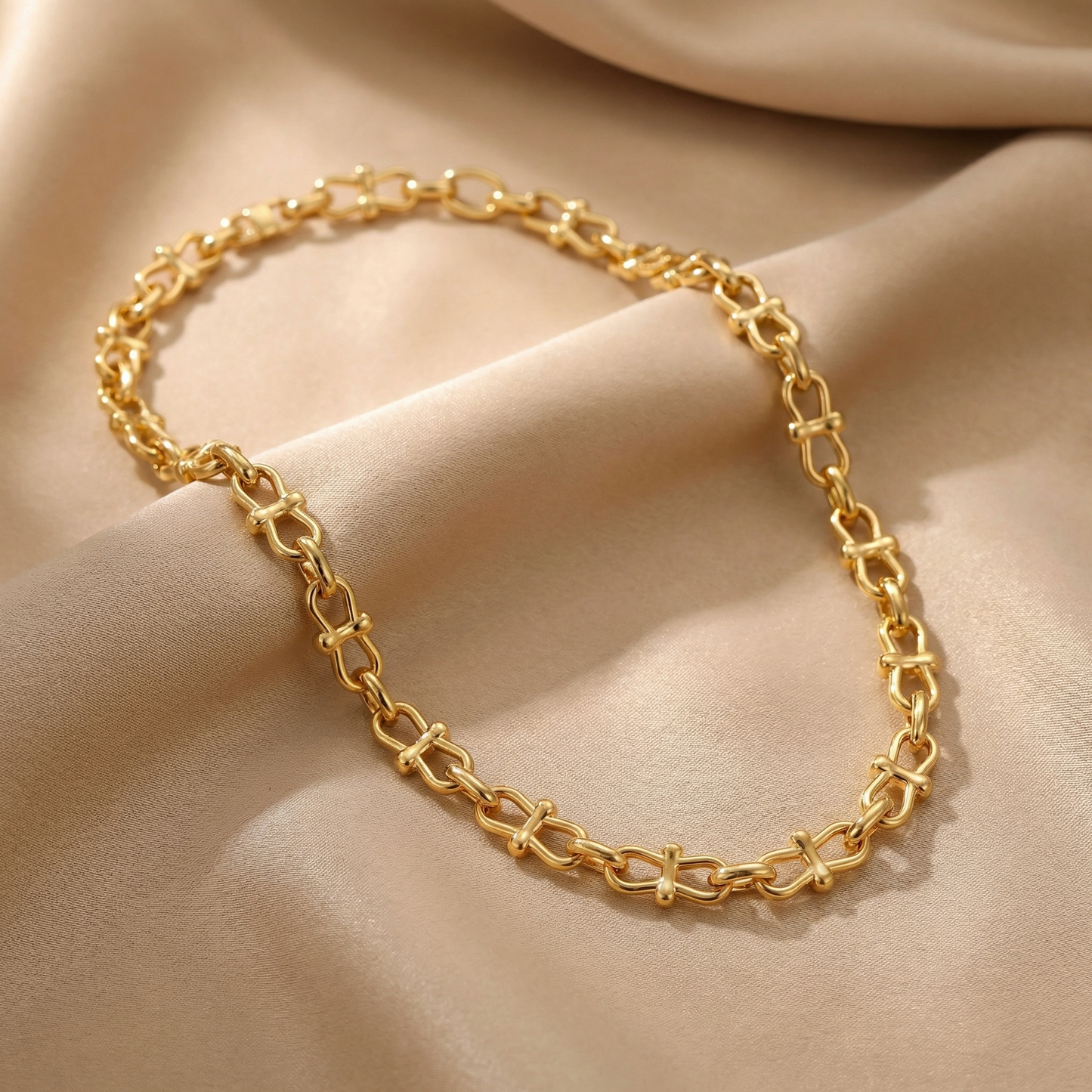 Geometric Link Necklace in Gold | Modern Minimal Chain Design