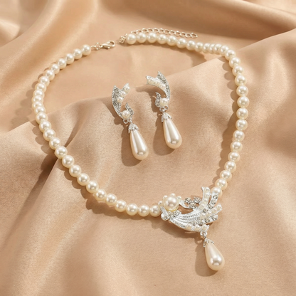Elegant Pearl Statement Necklace & Earring Set | Timeless Bridal-Inspired Jewellery