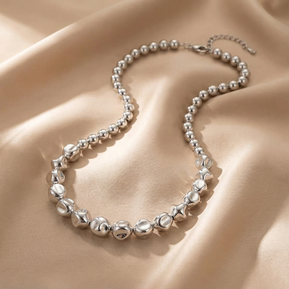 Organic Pebble Necklace | Sculptural Bead Design | Polished Gold or Silver Finish | Modern Timeless Jewelry