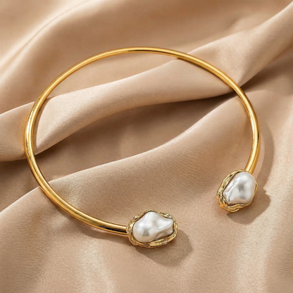 Minimalist Open Pearl Choker Necklace in Gold & Silver | Modern Statement Design