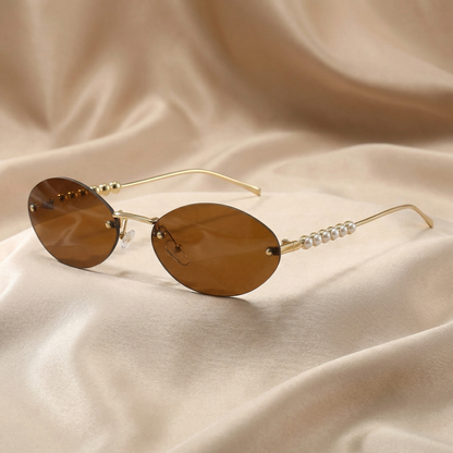 Modern Oval Pearl Sunglasses in Multiple Colorways | Contemporary Oval Eyewear with Pearl Details