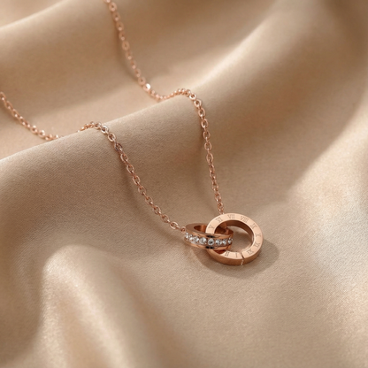Stainless Steel Roman Circle Necklace | Symbolic Minimal Pendant | Silver & Rose Gold | Women’s Timeless Jewellery