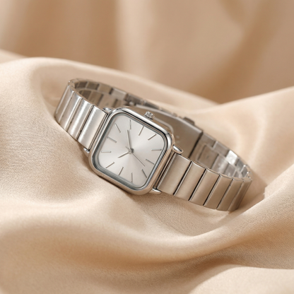 Luxury Square Bracelet Watch for Women | Silver Stainless Steel Watch | Pink White Blue Green Dial Options | Minimal Elegant Timepiece