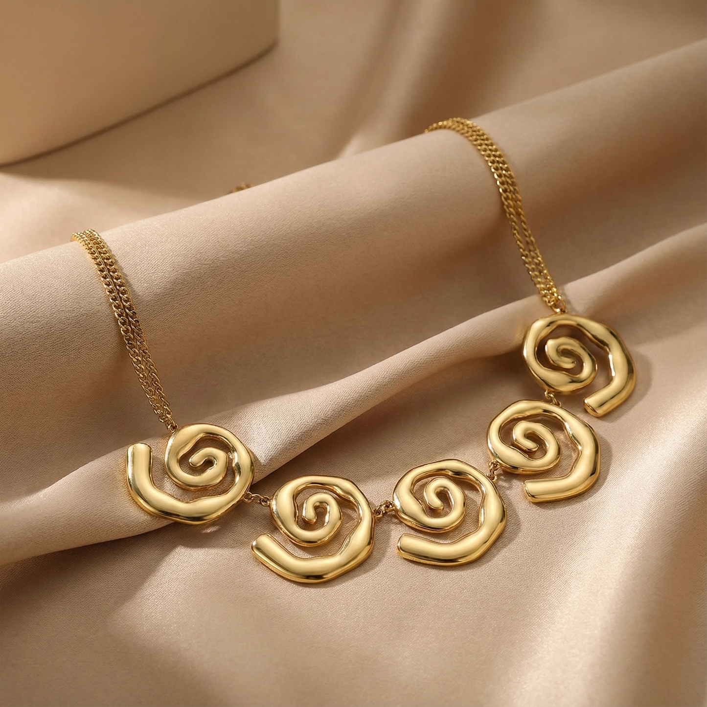 Gold Sculptural Spiral Necklace | Polished Finish | Modern Statement Design