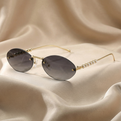 Modern Oval Pearl Sunglasses in Multiple Colorways | Contemporary Oval Eyewear with Pearl Details