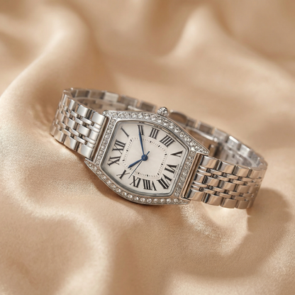 Luxury Tonneau Bracelet Watch in Gold & Silver | Elegant Stainless Steel Quartz Watch for Spring & Summer Style