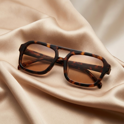 Luxury Vintage Tortoiseshell Rectangular Sunglasses | Retro Designer Square Frame Shades