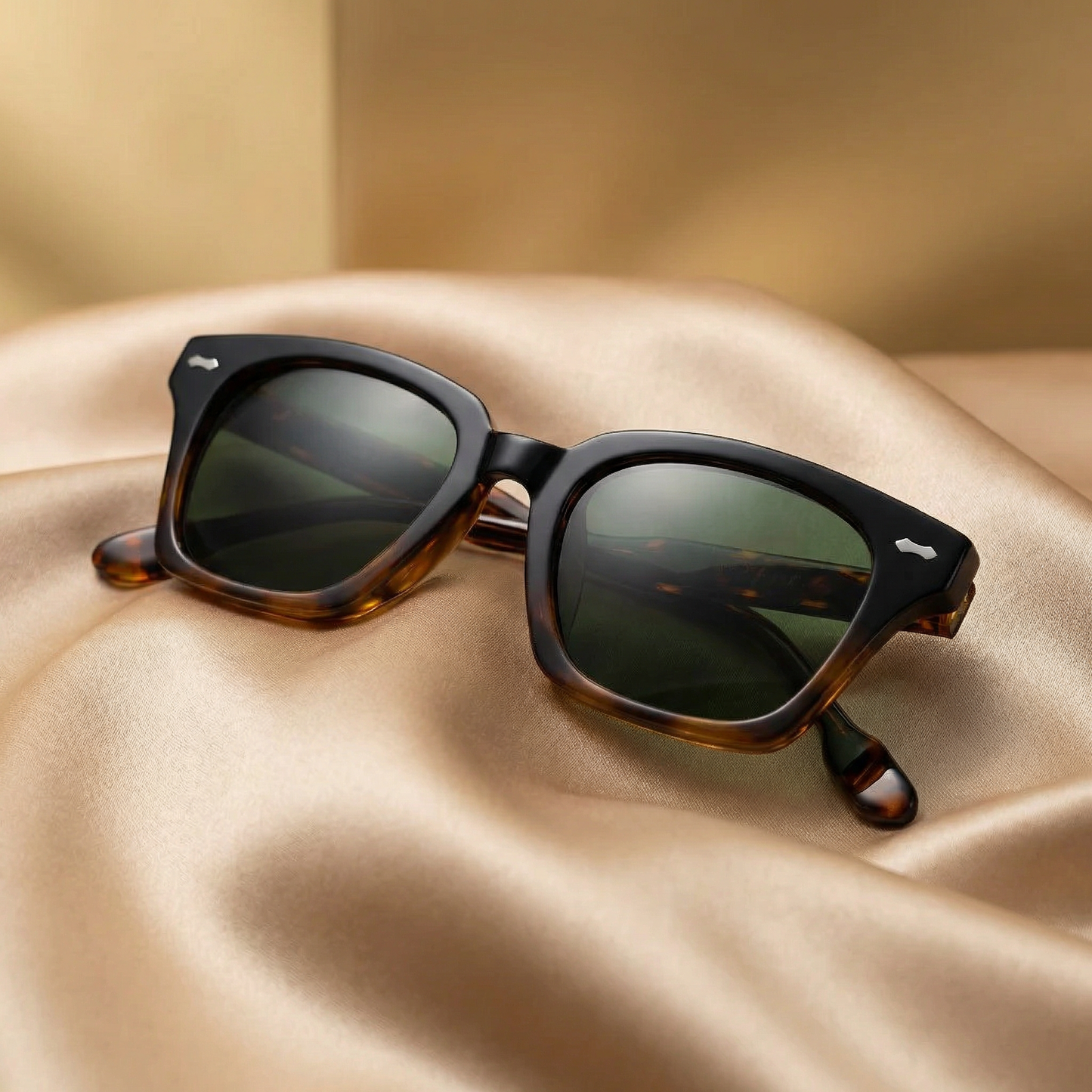 Classic Black and Tortoise Sunglasses with Green Lenses | Refined Vintage-Inspired Frame